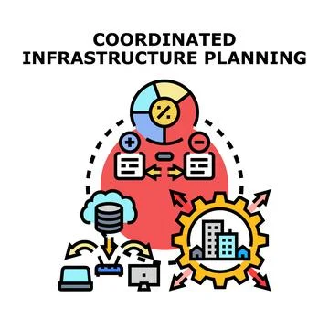Coordinated infrastructure planning managing urban development project Stock Illustration