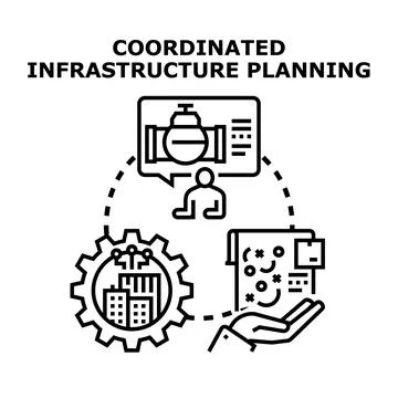 Coordinated infrastructure planning for urban development process Stock Illustration