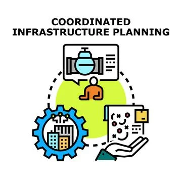 Coordinated infrastructure planning for urban development process Stock Illustration