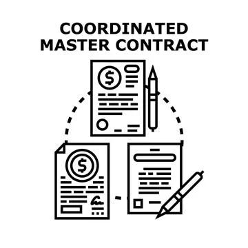 Coordinated master contract document management concept Stock Illustration