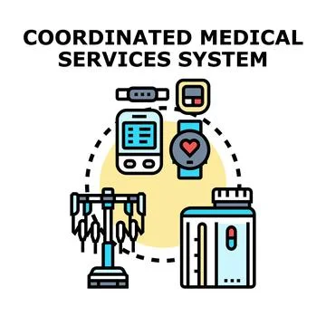 Coordinated medical services system managing patient care Stock Illustration