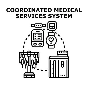 Coordinated medical services system managing patient care Stock Illustration