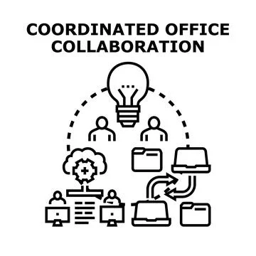 Coordinated office collaboration and digital teamwork idea 스톡 일러스트