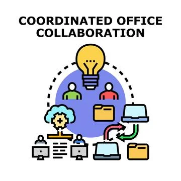 Coordinated office collaboration and digital teamwork idea Stock Illustration