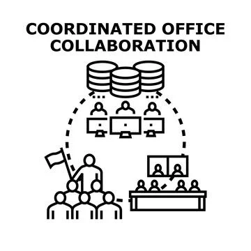Coordinated office collaboration leading team and digital integration Stock Illustration