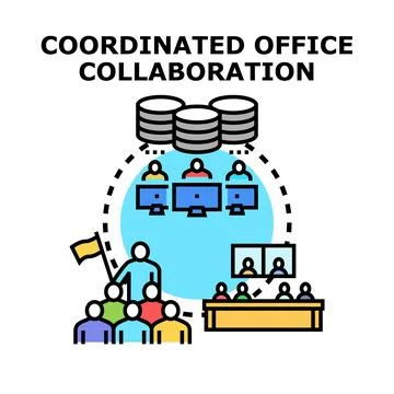 Coordinated office collaboration leading team and digital integration Stock Illustration