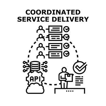 Coordinated service delivery concept, workflow automation management 库存插图