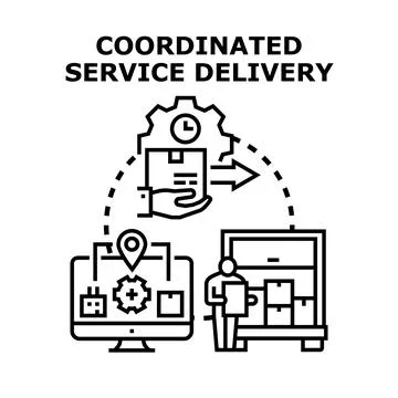 Coordinated service delivery process in logistics network Stock Illustration