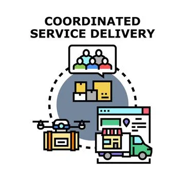 Coordinated service delivery system managing order fulfillment 库存插图