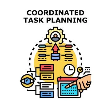 Coordinated task planning process workflow managing concept Stock Illustration