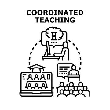 Coordinated teaching concept integrating online and traditional education Stockillustratie