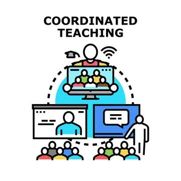 Coordinated teaching global education learning student concept Stock Illustration