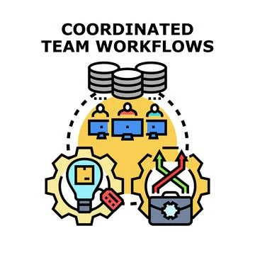 Coordinated team workflows concept for business development 库存插图