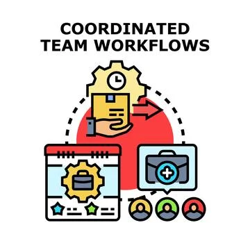 Coordinated team workflows planning and collaboration Stock-Illustration