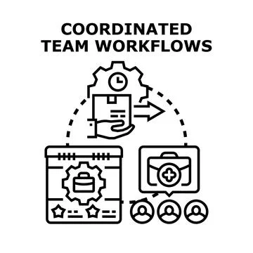 Coordinated team workflows planning and collaboration Stock-Illustration