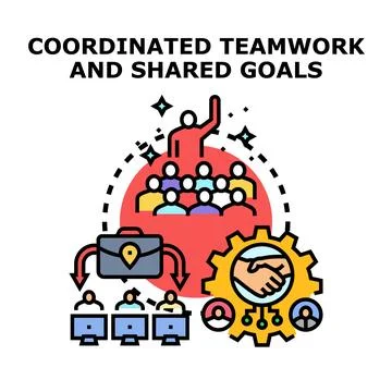 Coordinated teamwork achieving shared business goals concept Stock Illustration
