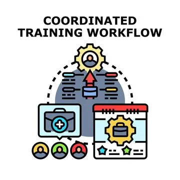 Coordinated training workflow developing team skills and career Stock-Illustration