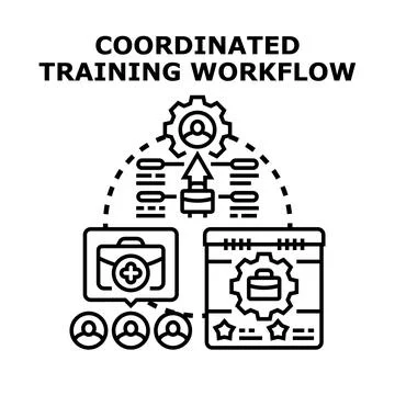 Coordinated training workflow developing team skills and career Stock-Illustration