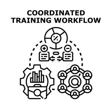 Coordinated training workflow optimizing corporate development process Illustrazione stock