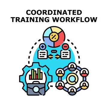 Coordinated training workflow optimizing corporate development process Stock Illustration