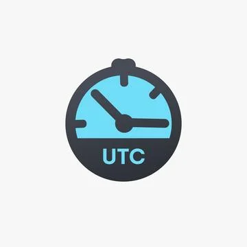 Coordinated Universal Time UTC clock icon. Time zones of Europe, primary time Stock Illustration