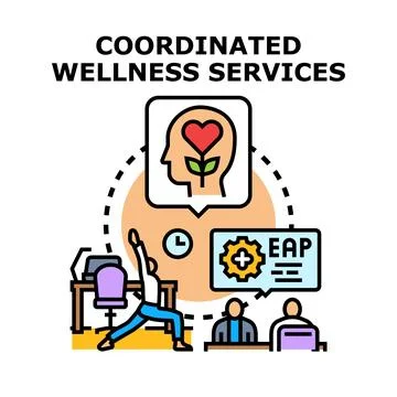 Coordinated wellness services for employee mental and physical health 스톡 일러스트