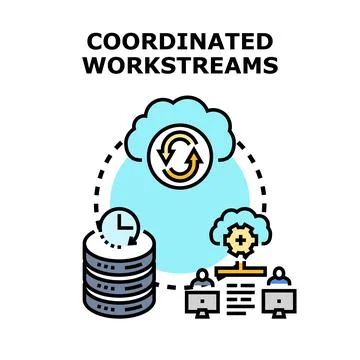 Coordinated workstreams for efficient cloud data management Stock Illustration
