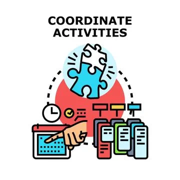 Coordinating activities planning and managing tasks Stock Illustration