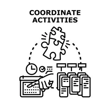 Coordinating activities planning and managing tasks Stock Illustration