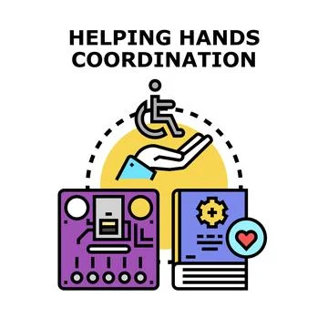 Coordinating care and assistance for disabled individuals Stock Illustration