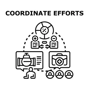 Coordinating efforts for project team collaboration planning Stock Illustration
