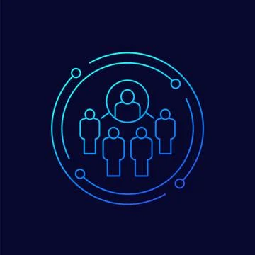 Coordinating people, coordinator icon, line design Stock Illustration