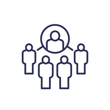 Coordinating people, coordinator line icon Stock Illustration
