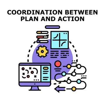 Coordinating plan action strategy with business tasks Stock-Illustration