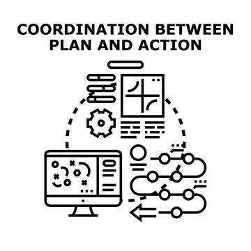 Coordinating plan action strategy with business tasks Stock-Illustration