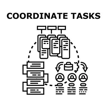 Coordinating tasks managing workflow and delegating assignments Stock Illustration