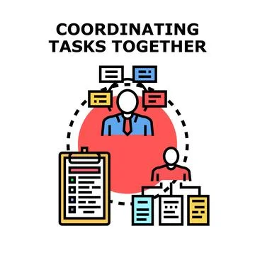Coordinating tasks together for effective team project management Stock Illustration