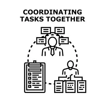 Coordinating tasks together for effective team project management Stock Illustration