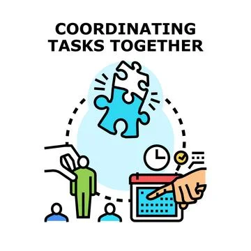 Coordinating tasks together planning and team collaboration Stock Illustration