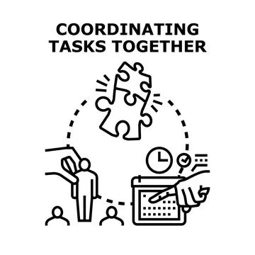 Coordinating tasks together planning and team collaboration Stock Illustration