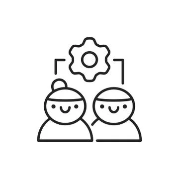Coordination black line icon. Soft skills. Pictogram for web, mobile app, pro Illustrazione stock