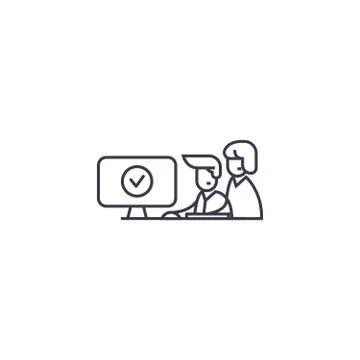 Coordination work vector line icon, sign, illustration on background, editable Stock Illustration
