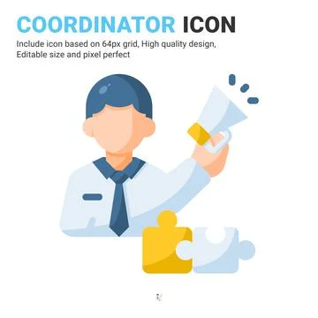 Coordinator icon vector with flat color style isolated on white background Illustrazione stock