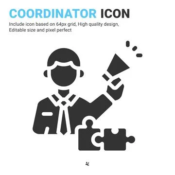 Coordinator icon vector with glyph style isolated on white background Illustrazione stock