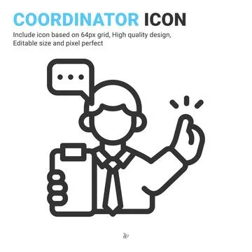 Coordinator icon vector with outline style isolated on white background 스톡 일러스트