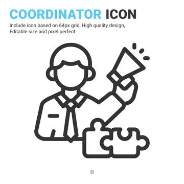 Coordinator icon vector with outline style isolated on white background 스톡 일러스트