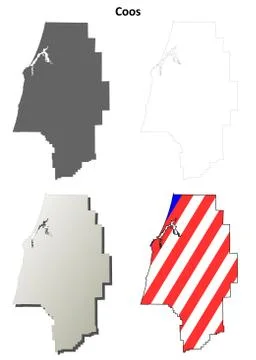 Coos County, Oregon outline map set Иллюстрация