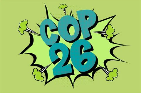 COP 26 Glasgow 2021 Comic explosion vector illustration - International clima Stock Illustration