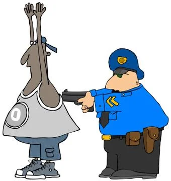 Cop arresting a suspect Stock Illustration