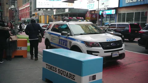 A Cop Car In Times Square Stock Footage 233816977